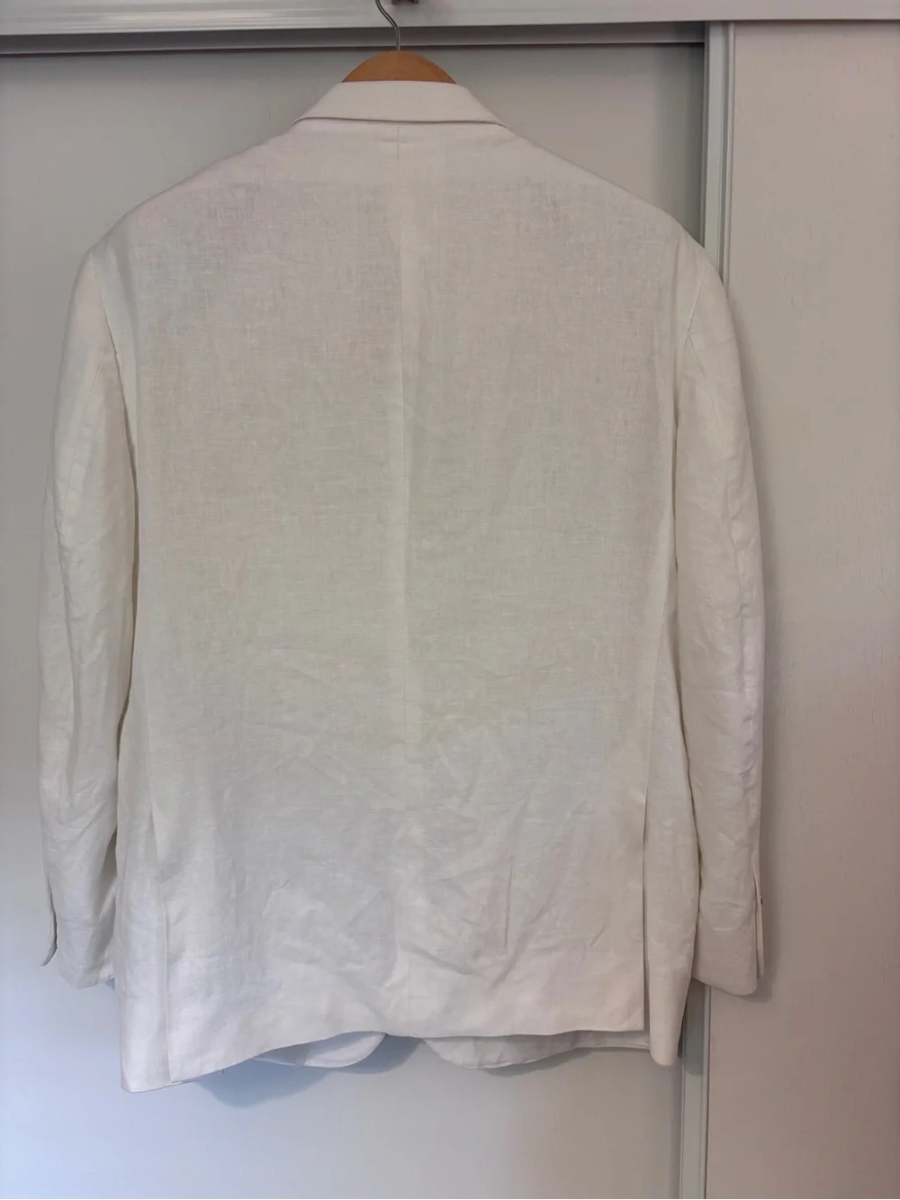 Perry Ellis Ivory White Linen Blazer Two-Button Slim Single Breast Euro Summer